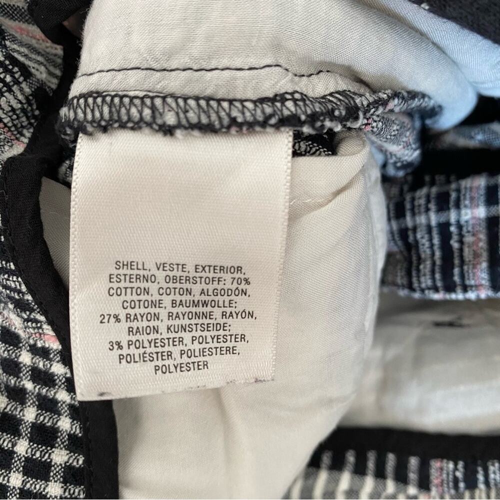Ett TWA Anthropologie Luca Plaid Black White Pink Wide Leg Belted Pants size 4 - Picture 13 of 13